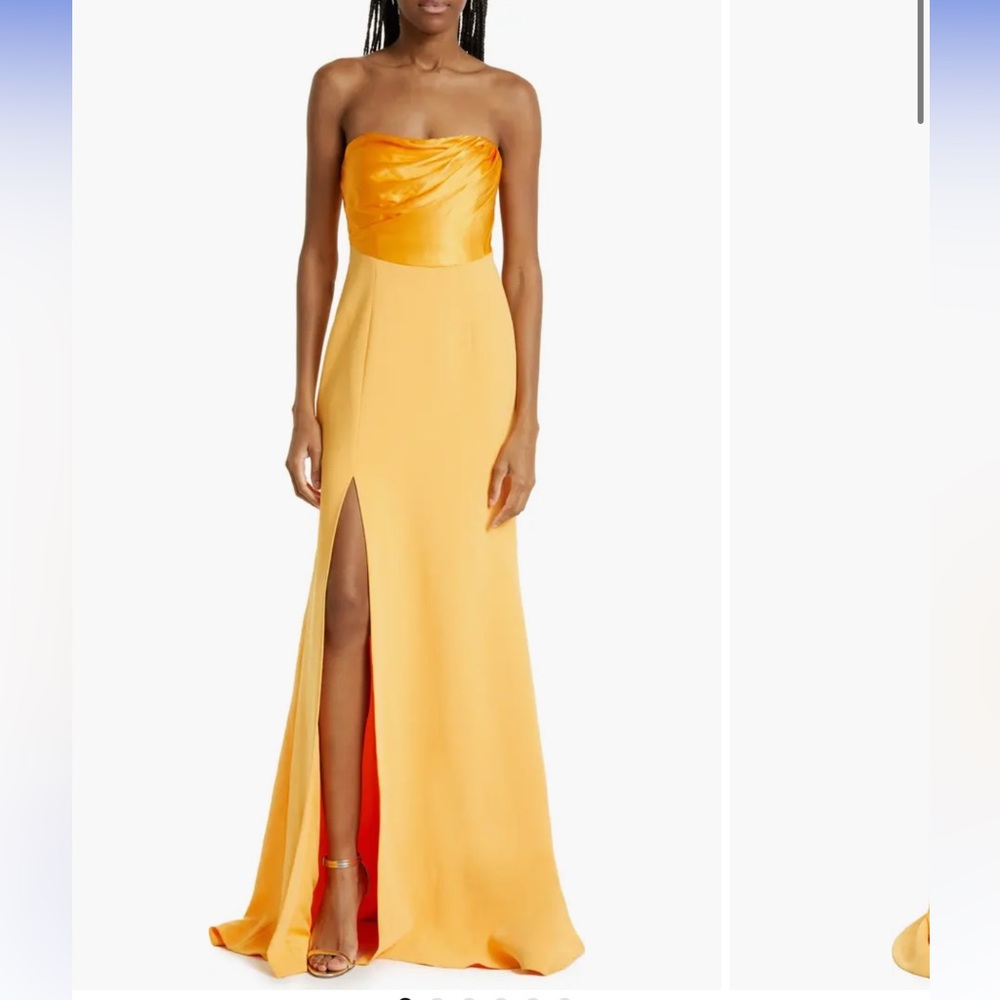 cinq a sept Two-Tone Orange Strapless Maxi Gown
